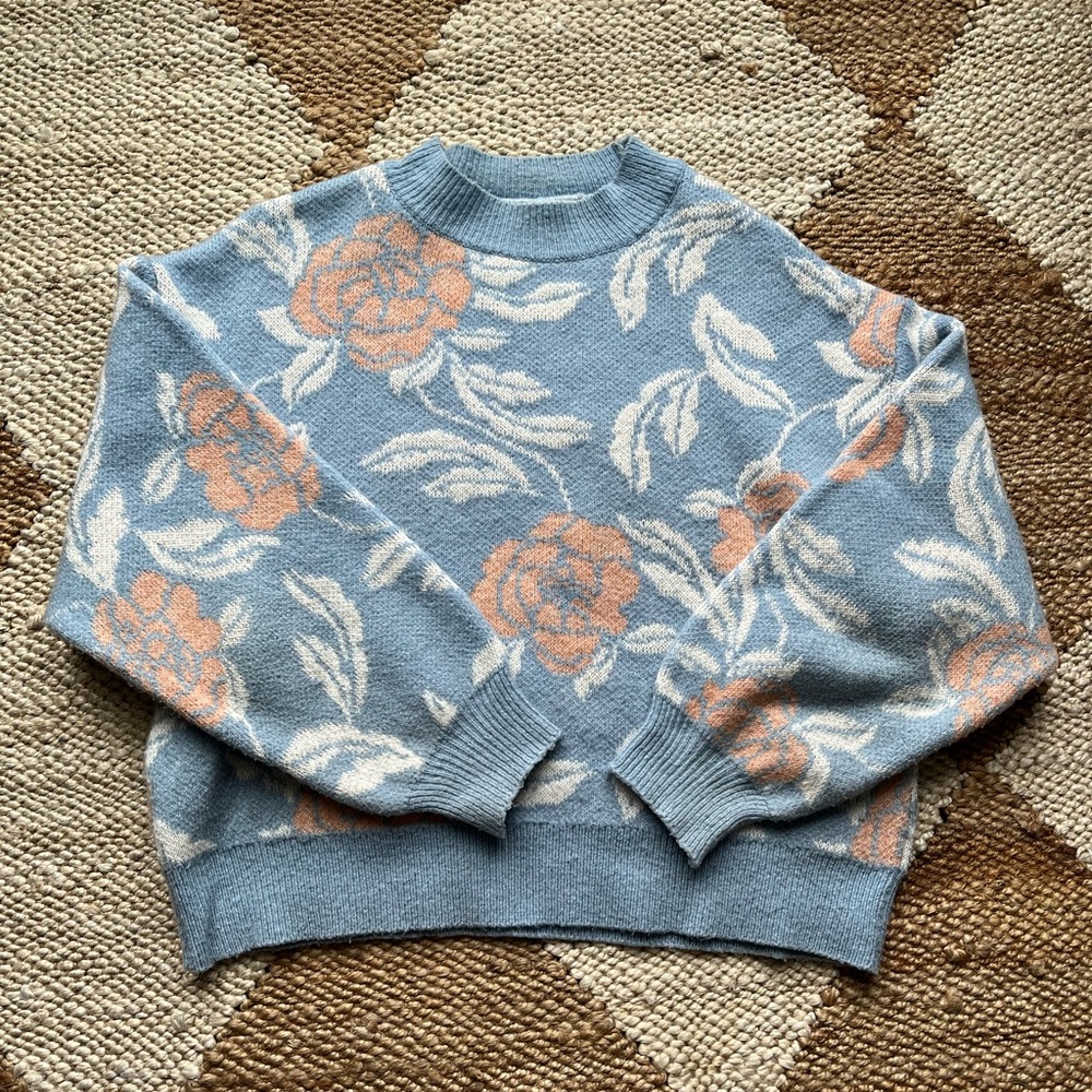 Mango Floral Sweater Size Large